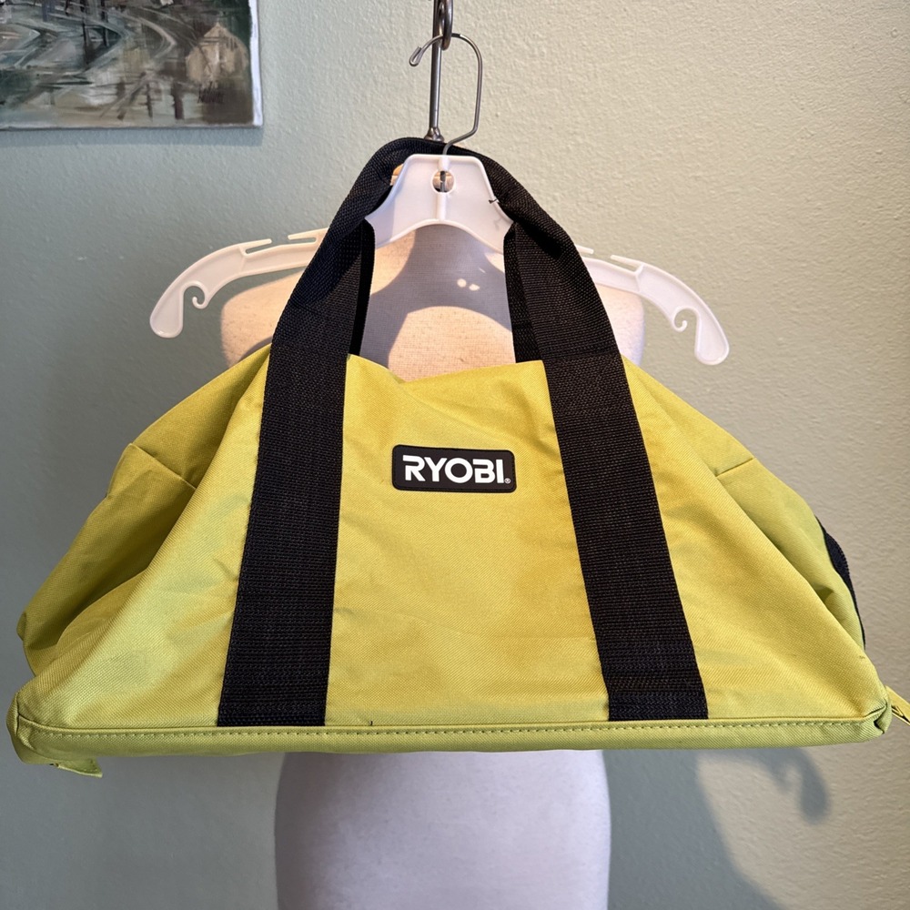 Ryobi 18x12x14 Contractors Collapsible Heavy Duty Green Tool Bag Wide Mouth NEW